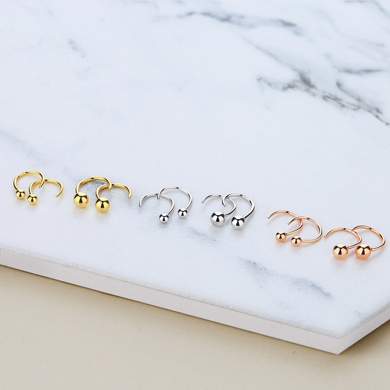 Ball Huggie Hoop Earrings 14k Gold Plated Sterling Silver Etsy