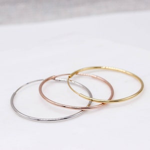 30mm Endless Hoop Earrings, Rhodium & Gold Plated Sterling Silver Hypoallergenic For Sensitive Skin, Gift For Her