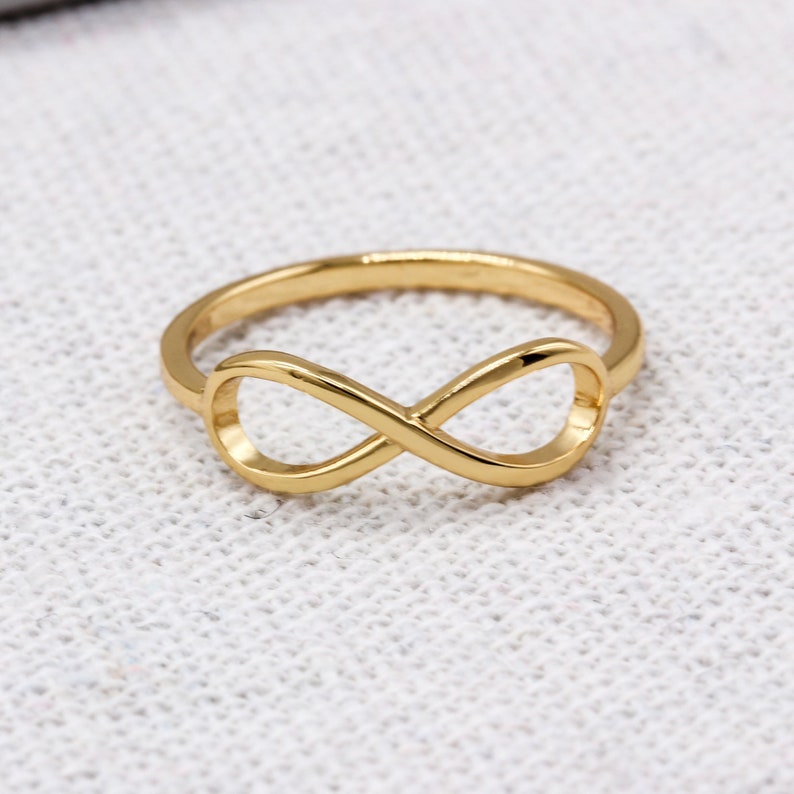 Gold Infinity Skinny Thin Ring 14k Gold Plated Sterling | Etsy