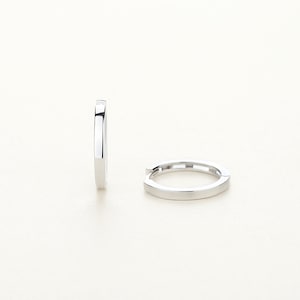 Plain Silver Hoop Earrings, Rhodium Plated Sterling Silver Hypoallergenic For Sensitive Skin, Gift For Her