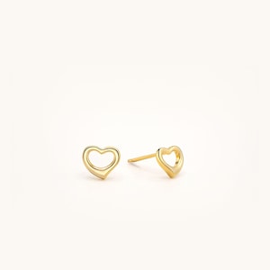 Dainty 925 Sterling Silver Plain Heart Stud Earrings, Rhodium/14k Gold/14K Rose Gold Plated, Hypoallergenic Jewelry