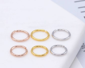 Nose Ring Hoop, Rhodium & Gold Plated Sterling Silver Hypoallergenic For Sensitive Skin, Gift For Her, 7mm, 8mm