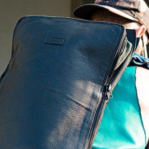 Rectangular Leather Backpack,  Durable Leather Bag, Minimalistic backpack