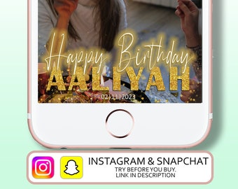 r Snapchat and Instagram Filter.  Comes with Printable QR Code Sign File. Glitter Neon Birthday Filter. Party Favor