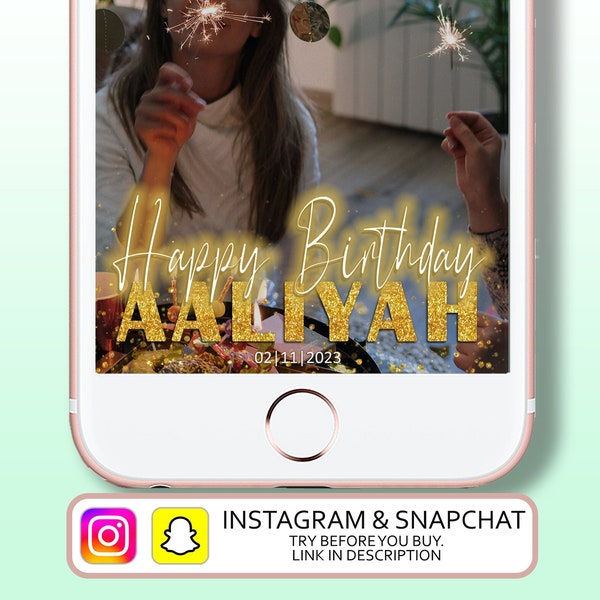 r Snapchat and Instagram Filter.  Comes with Printable QR Code Sign File. Glitter Neon Birthday Filter. Party Favor