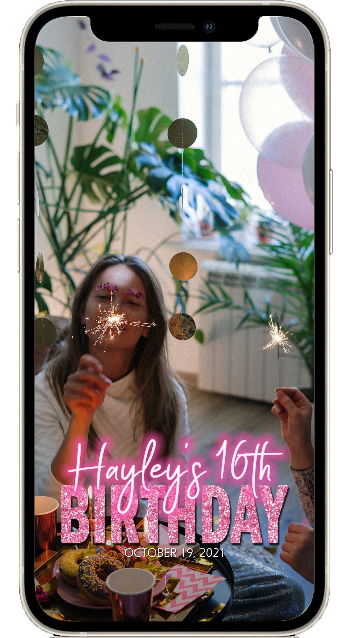 Snapchat Filter Birthday Glitter Birthday Filter Neon Etsy