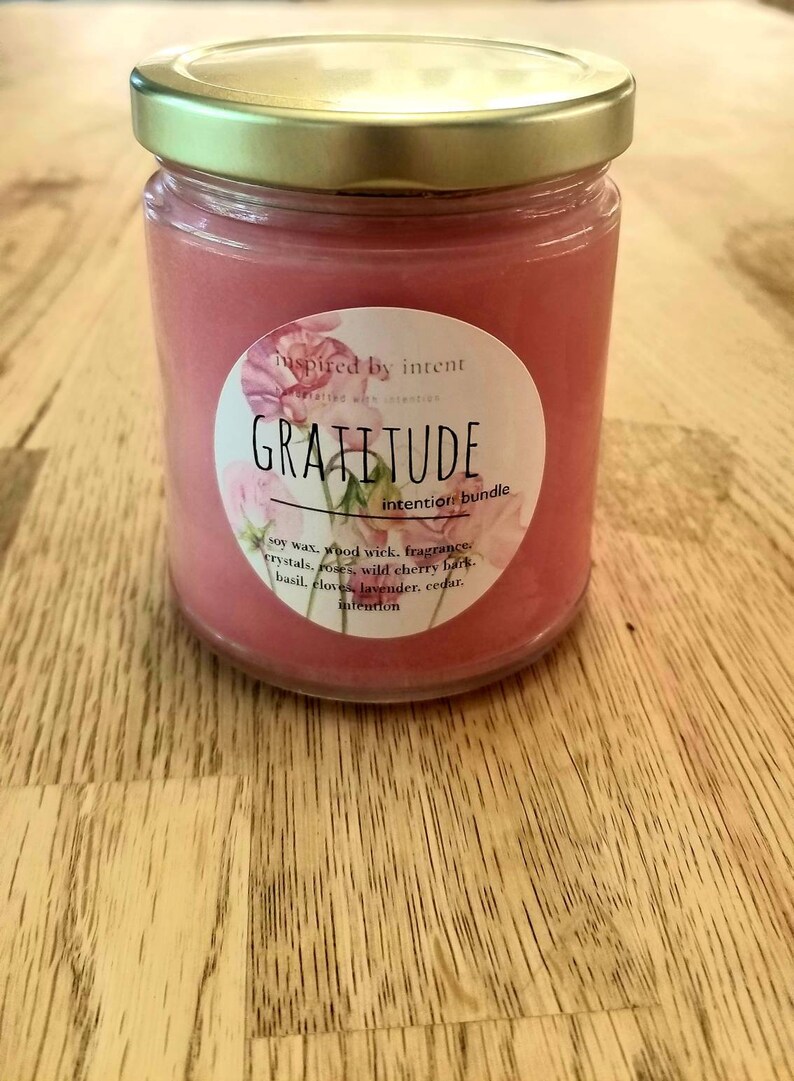 Intention Candle Intentional Living Candle Intentions Boho Candle Gratitude Candle Herbal Candle Soy Wax Candle Thank You