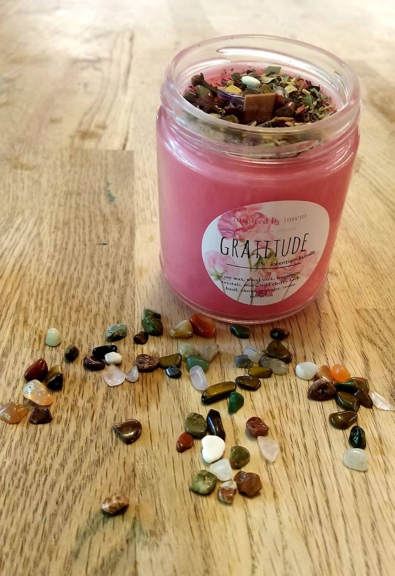 Intention Candle Intentional Living Candle Intentions Boho Candle Gratitude Candle Herbal Candle Soy Wax Candle Thank You