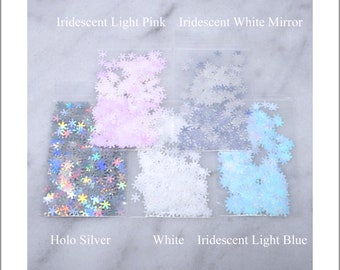 5-Bag SMALL Snowflake Glitter Sample Pack | 6MM | Iridescent | Holo | Confetti | Pink | Blue | Mirror | White | Tumbler | Winter | Christmas