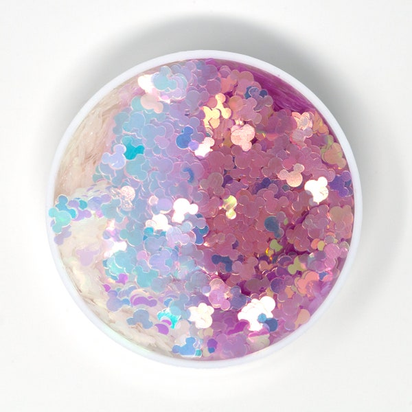 UV Pink MOUSE Glitter | Mickey Head | UV-Activated Glitter | From Off White And Light Blue to Pink | Nail | Resin Jewelry | Tumbler | Crafts