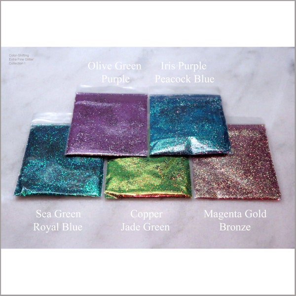 5-Bag Color-Shifting Chameleon Extra Fine Sample Pack I | 0.4 MM | 5g to 1 oz per Bag | Tumbler | Nail | Resin Jewelry