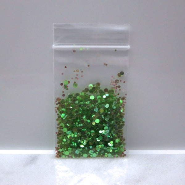 Iridescent Jade Green Mixed D•O•T Glitter | Translucent | Light Green | Lime | 1 MM | 2 MM | 3 MM | Slime | Nail | Tumbler | Resin Jewelry