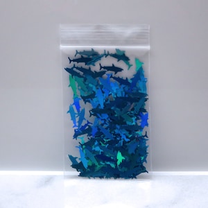 Laser Holographic Sapphire Blue SHARK Glitter | Holo | Solvent Resistant | Slime Charm | Nail Art | Resin Jewelry | Tumbler | Crafts