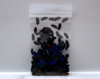 BIG Laser Holographic Black BAT Glitter | Holo | 4x9 MM | Solvent Resistant | Tumbler | Slime Art | Nail | Resin Jewelry | Craft | Halloween