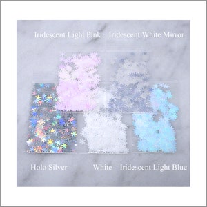 6 Small Snowflake Glitter | 6MM | 6 Colors to Choose | Silver | White | Light Blue | Light Pink | White Silver | Resin Jewelry | Christmas