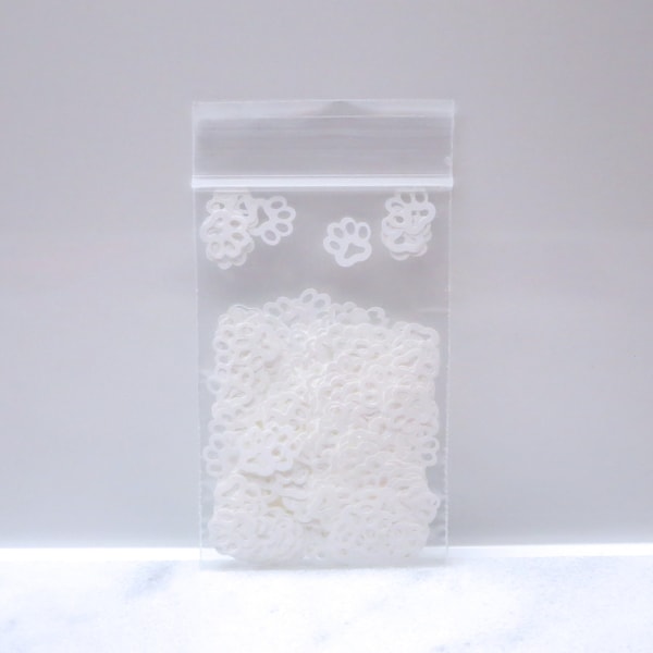 White Puppy Paw Glitter | Dog Paws | Paw Prints | Solvent Resistant | Slime | Tumbler | Resin Jewelry | Craft | Decoration