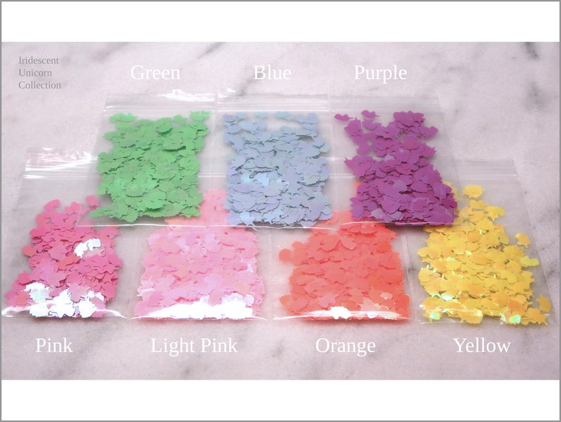 7-Bag UNICORN Glitter Sample Packs Holo Silver Gold White Iridescent Pink Orange Yellow Green Blue Purple Resin Art image 3