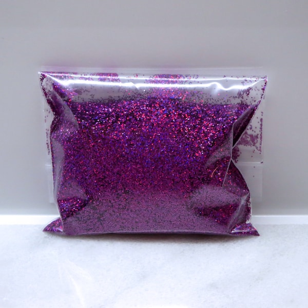 Extra Fine Laser Holographic Violet Glitter | Holo Deep Purple | 0.4 MM | Solvent Resistant | Nail Polish | Resin Jewelry | Tumbler | Slime