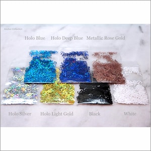 7 ANCHOR Shape Glitter | 7MM | 7 Colors to Choose | Holo | Silver | Gold | Blue | Black | White | Rose Gold | Nautical | Resin Jewelry