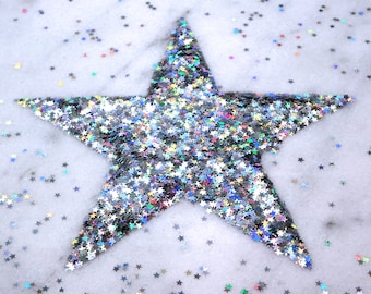 Holographic Silver Star Glitter | Holo | 3MM | 4MM | 5MM | Mixed | Slime Charm | Nail Art | Resin Jewelry | Tumbler | Craft | Fourth of July