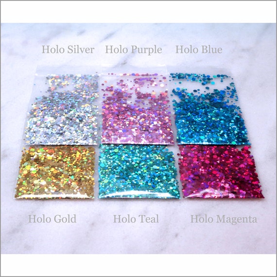 6-Bag Holographic Mixed DOT Glitter Sample Pack I Holo | Etsy