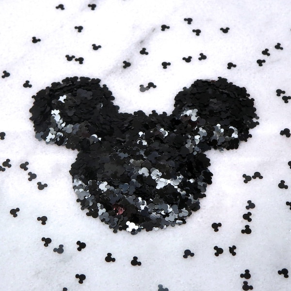 Pure Black MICKEY MOUSE Glitter | Mouse Head | Black Mouse | Nail Art | Resin Jewelry | Tumbler | Craft