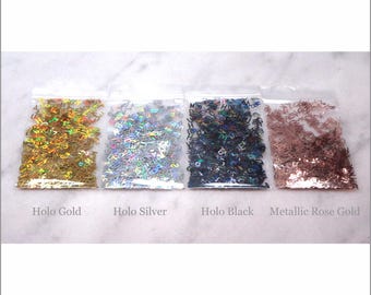 4 Alphabet Letter Glitter | 4 Colors to Choose from | A-Z Letters | Holo | Silver | Gold | Black | Rose Gold | Nail Art | Resin Jewelry |