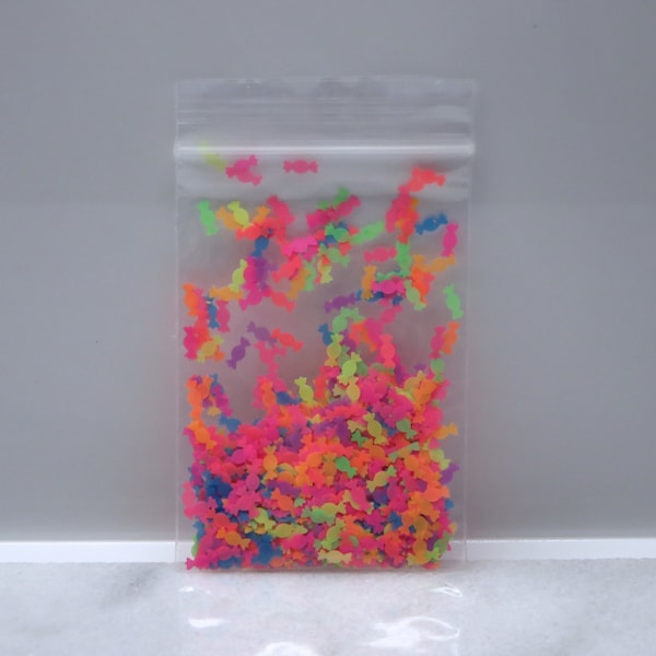 Neon Mixed Color CANDY Glitter | 2x6 MM | Solvent Resistant | Hot Pink | Orange | Green | Purple | Slime Charm | Nail Art | Tumbler | Craft