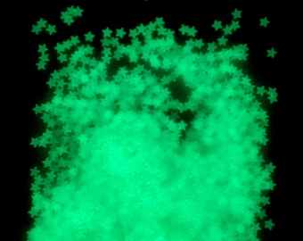 Glow in the Dark STAR Glitter | Made of Plastic | 2.5 Grams Bag | Off-White under Light | Green in the Dark | Nail Art | Resin Jewelry