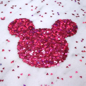 Laser Holographic Magenta Mickey Glitter | Mickey Head | Rose Magenta | Solvent Resistant | Slime Charms | Nail Art | Resin Jewelry | Crafts