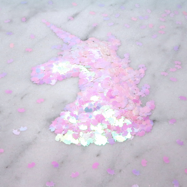 Iridescent Pink Pearl Unicorn Glitter | Head | Pink | Pearl | Blue Light | Slime Art Charms | Nail Art | Resin Jewelry | Tumbler | Crafts