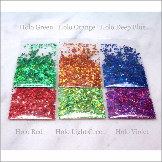 6-bag Holographic Mixed DOT Glitter Sample Pack II Holo | Etsy