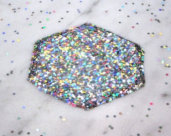 Laser Holographic Silver Hexagon Glitter | 1 MM | 2 MM | 3 MM | Solvent Resistant | Slime Art | Nail Art | Resin Jewelry | Tumbler | Crafts