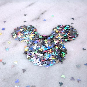 Laser Holographic Silver MICKEY MOUSE Glitter | Mouse Head | Holo | Solvent Resistant | Slime Art | Nail | Resin Jewelry | Tumbler | Craft