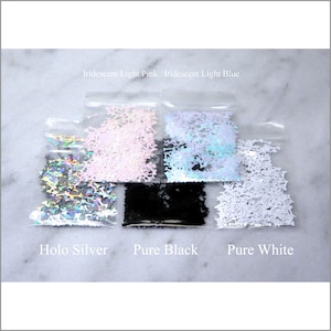 5-Bag DOG BONE Glitter Sample Pack | Holographic | Holo | Silver | Black | White | Iridescent | Light Pink | Light Blue | Tumbler | Crafts