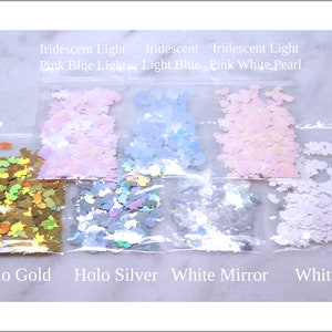 7-Bag UNICORN Glitter Sample Packs Holo Silver Gold White Iridescent Pink Orange Yellow Green Blue Purple Resin Art image 2