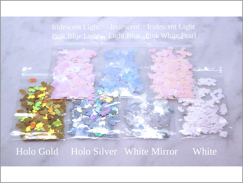 7-Bag UNICORN Glitter Sample Packs Holo Silver Gold White Iridescent Pink Orange Yellow Green Blue Purple Resin Art image 2