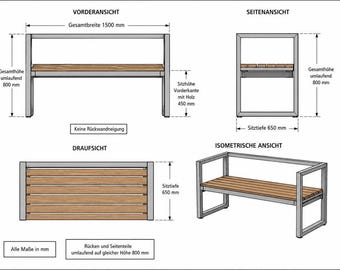 Metal Balcony Bench Frame – 150 × 65 × 80 cm