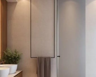 Portasciugamani da soffitto – Appendiabiti da bagno in acciaio stile industriale / Dimensioni personalizzate / Asta portasciugamani da loft nera opaca, montaggio a soffitto, realizzata su ordinazione