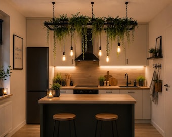 Handmade Steel Hanging Shelf | Industrial Plant Shelf | Loft Style Kitchen Storage