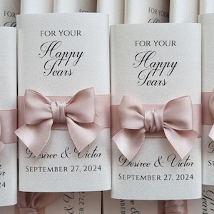 Regalos de boda para invitados, oro rosa, papel de seda, servilletas de boda personalizadas Happy Tears, regalos de boda, regalo de boda, papel perlado