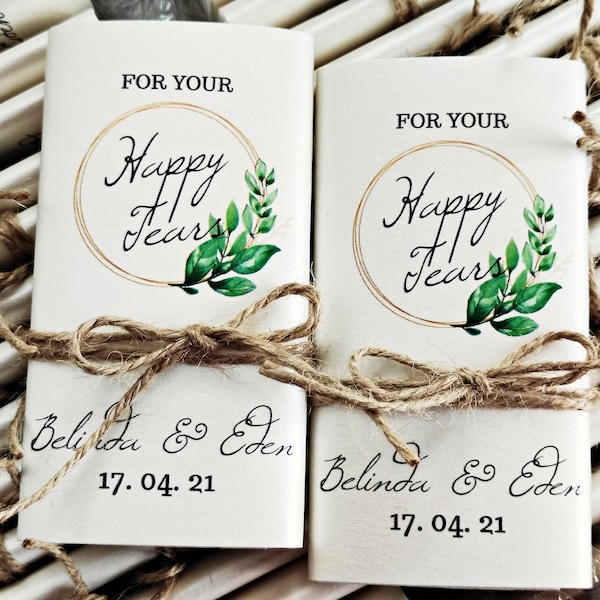 Wedding Favors For Guest "Gold and Green", Personalized Wedding tissues paper For Your Happy Tears/ Tears of Joy, Wedding Favours
