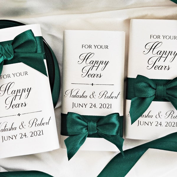 Wedding Favors for Guests, Dark Green, Elegant Personalized Wedding tissues paper, Wedding Favours Tissue Paper Happy Tears, Wedd Decor