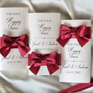 Gepersonaliseerd cadeau voor gasten, trouwbedankjes, tissueverpakkingen Happy Tears, bordeaux / bordo-decoratie, op maat