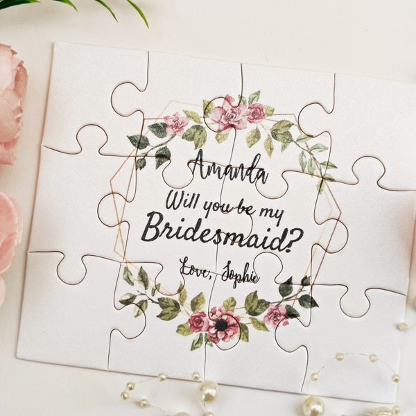 Will You be my Bridesmaid, Bridesmaid Proposal Puzzle Card, Will you be my Maid of Honor/Honour Personalized Puzzle, Wedding Favors