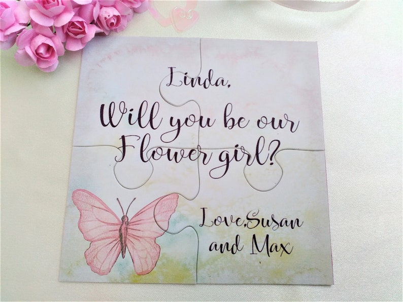 Flower Girl Proposal Puzzle Personalized Invitation Flower Etsy