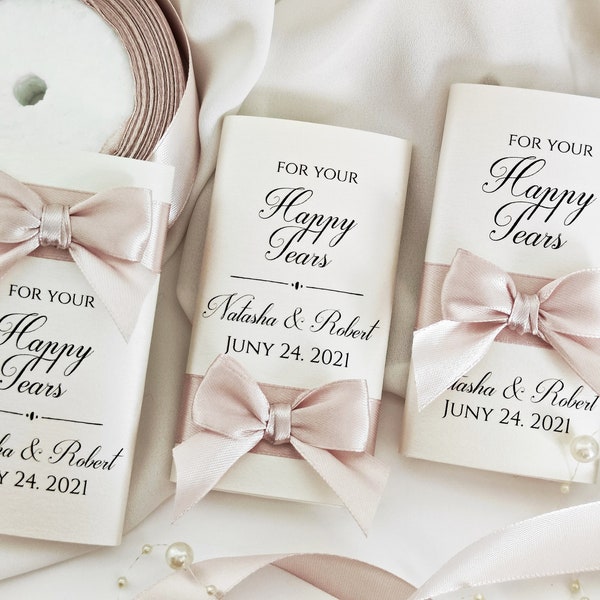 Wedding Favors for Guests "Rose Gold" Tissues paper, Elegant Personalized Wedding Tissues, Wedding Favours for Happy Tears, Wedding gift