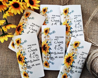 Wedding favors for guests "Sunflowers", Personalized Wedding Tissues paper, Wedding Tissues For Happy Tears, Wedding favours, Wedding gift