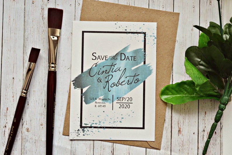 Save the Date Cards Modern Art Simple Save the Date Postcard /& Envelope Save the Date Wedding Announcement Calligraphy Save the Date Pack