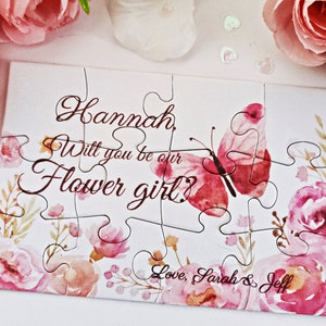 Will you be my Flower Girl Proposal Card, Personalized Proposal Puzzle Will you be my Flower Girl, Wedding Favors, Wedding Gift